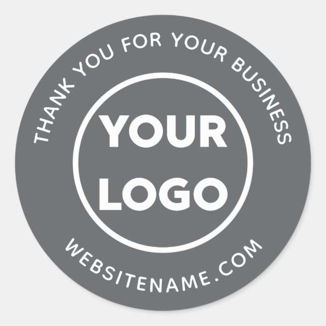 Business Logo Customer Thank You Dark Grey Classic Round Sticker (Front)