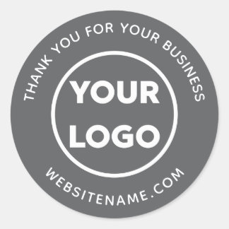 Business Logo Customer Thank You Dark Grey Classic Round Sticker