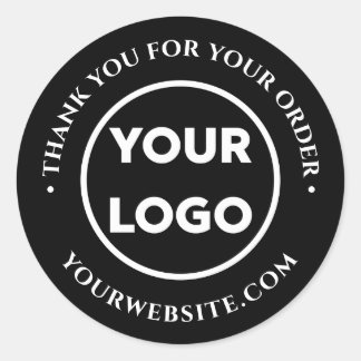 Business Logo Customer Thank You on Black Classic Round Sticker