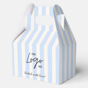 Business Logo Cute Blue Stripes Cookie Favor Boxes