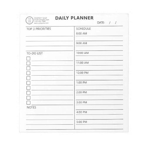 Business Logo Daily Plan Tear_Away To_Do Checklist Notepad
