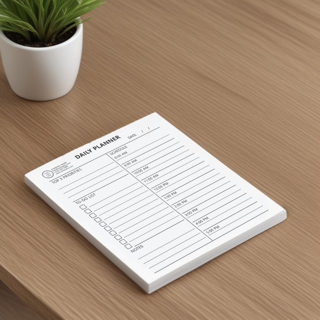 Business Logo Daily Plan Tear-Away To-Do Checklist Notepad (Creator Uploaded)