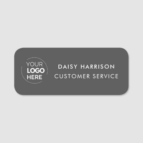 Business Logo  Dark Grey Custom Employee Staff Name Tag