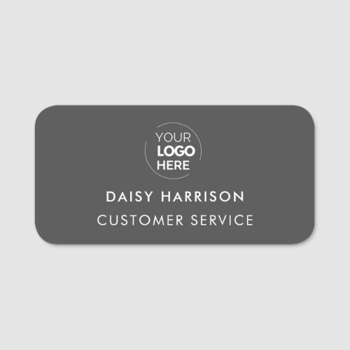 Business Logo  Dark Grey Modern Employee Staff Name Tag