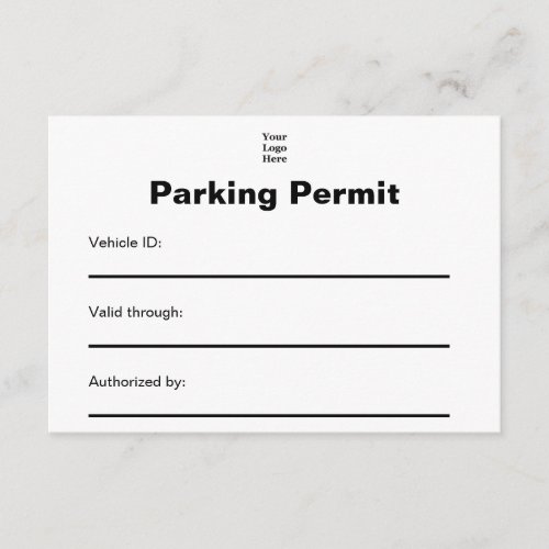 Business Logo Dashboard Parking Permit Card