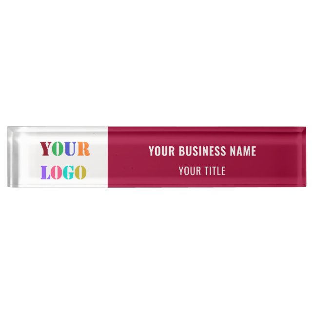 Business Logo Desk Name Plate Template Your Colors (Front)