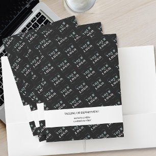 Business Logo Diagonal Tiled Repeat Pattern Pocket Folder