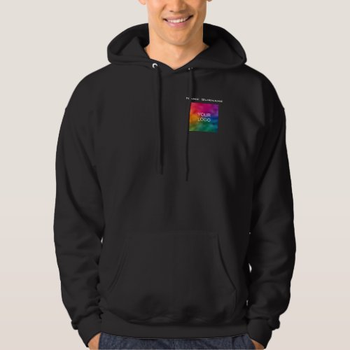Business Logo Double Sided Design Employee Mens Hoodie