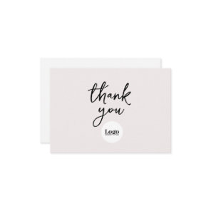 Business Logo Ecru Thank You Card