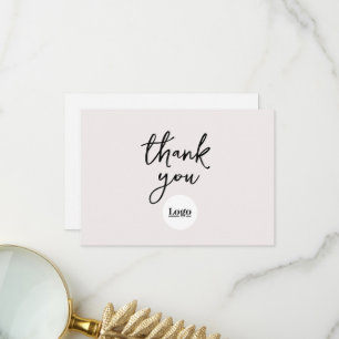 Business Logo Ecru Thank You Card