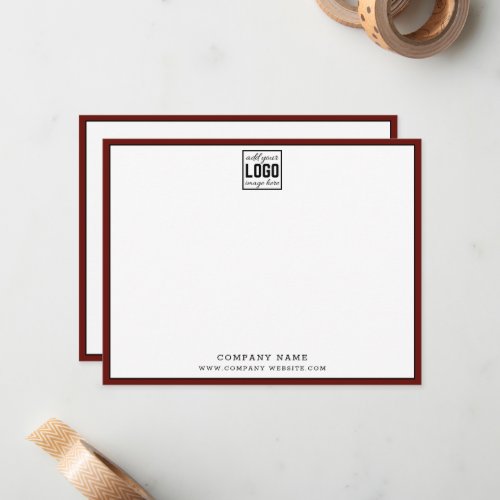Business Logo Editable Brand Color Maroon Border Note Card