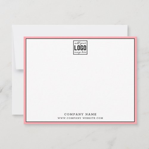 Business Logo Editable Brand Color Pink Border Note Card