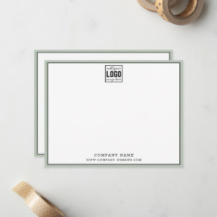 Business Logo Editable Brand Color Sage Border Note Card