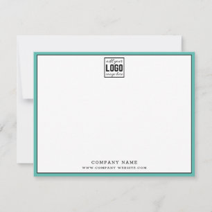 Business Logo Editable Brand Color Teal Border Note Card
