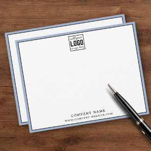 Business Logo Editable Brand Dusty Blue Border Note Card