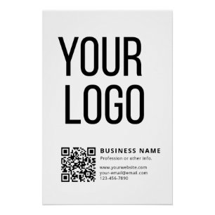 Business Logo & Editable Qr Code Poster