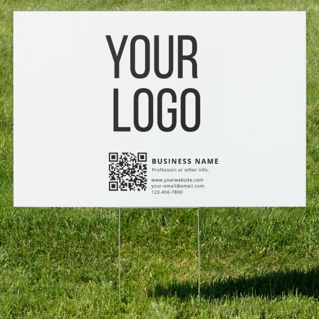 Business Logo & Editable Qr Code Sign (Insitu)