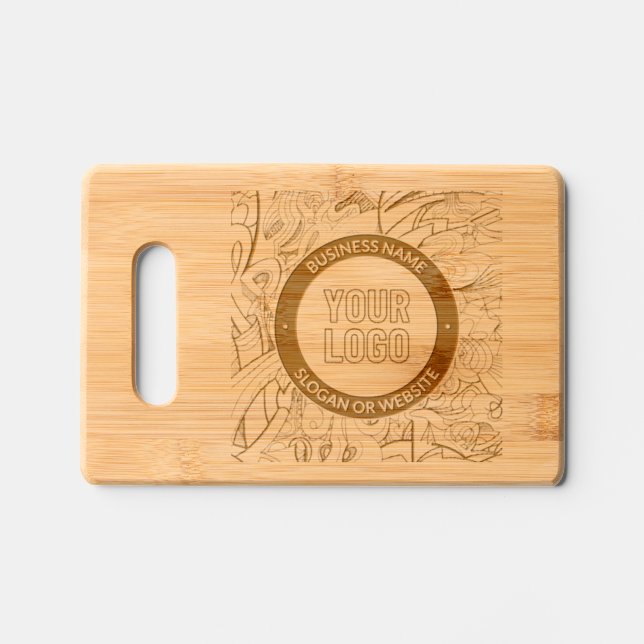 Business Logo & Editable Text Engraved Cutting Board (Front)