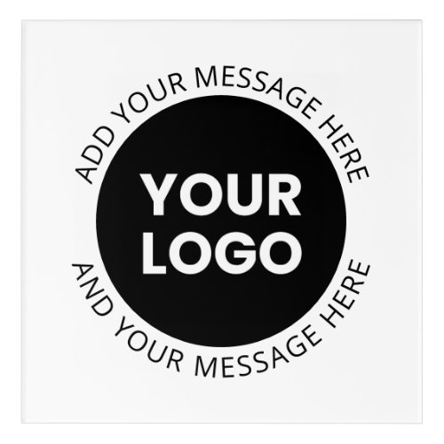 Business Logo  Editable Text  White  Black Acrylic Print