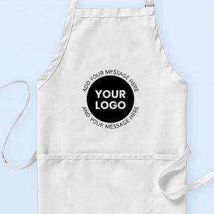 Business Logo & Editable Text  White & Black Adult Apron