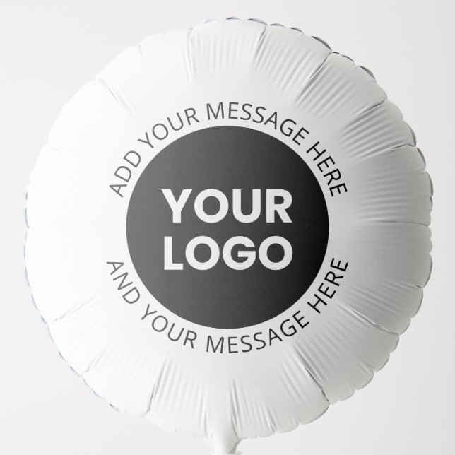 Business Logo & Editable Text  White & Black Balloon (Front)