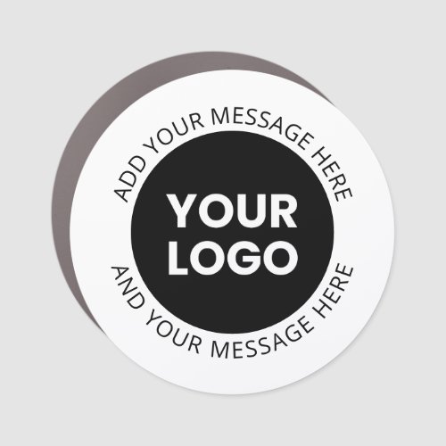Business Logo  Editable Text  White  Black Car Magnet