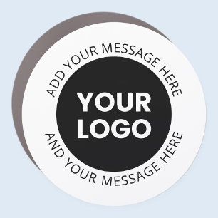Business Logo & Editable Text White & Black Car Magnet