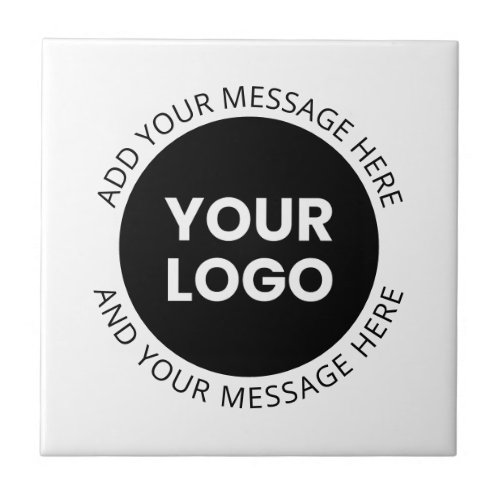 Business Logo  Editable Text  White  Black Ceramic Tile