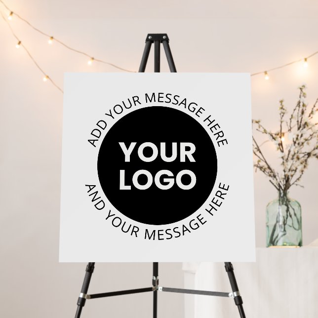 Business Logo & Editable Text  White & Black Foam Board (In Situ (Stand))