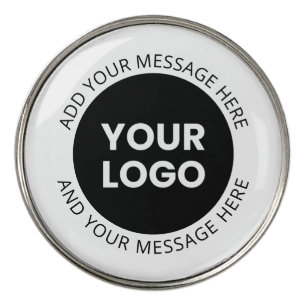 Business Logo & Editable Text White & Black Golf Ball Marker