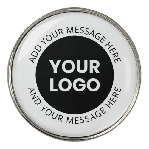 Business Logo  Editable Text  White  Black Golf Ball Marker