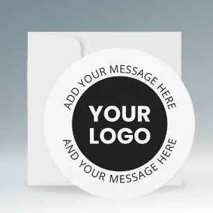 Business Logo & Editable Text  White & Black Holiday Card