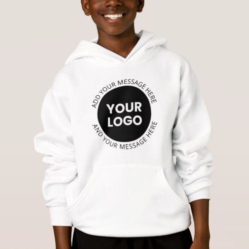 Business Logo  Editable Text  White  Black Hoodie
