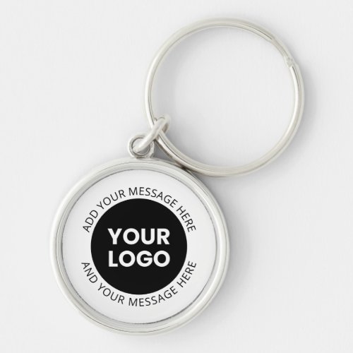 Business Logo  Editable Text  White  Black Keychain