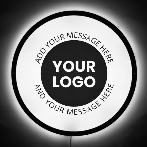 Business Logo  Editable Text  White  Black LED Sign