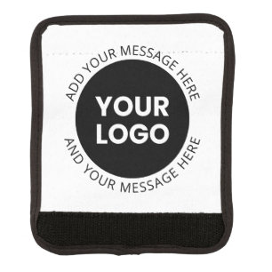 Business Logo & Editable Text White & Black Luggage Handle Wrap