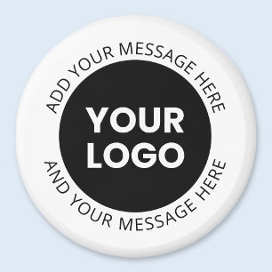 Business Logo & Editable Text White & Black Magnet