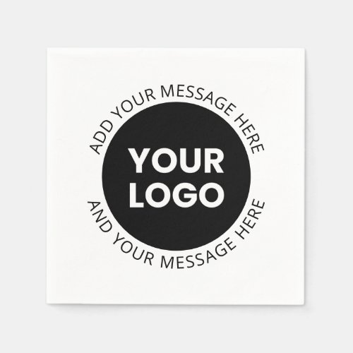 Business Logo  Editable Text  White  Black Napkins