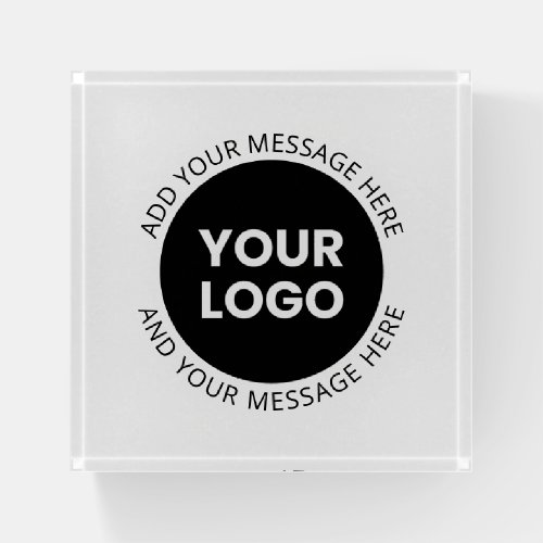 Business Logo  Editable Text  White  Black Paperweight