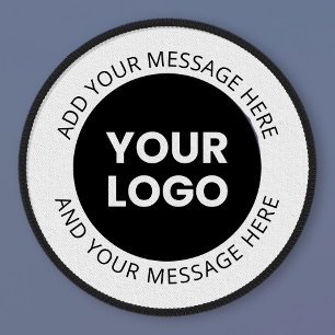 Business Logo & Editable Text White & Black Patch
