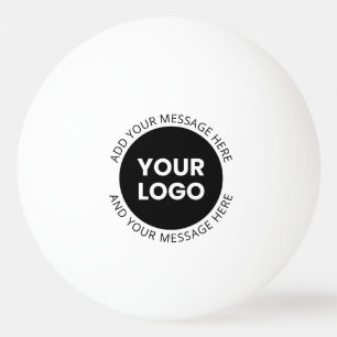 Business Logo & Editable Text White & Black Ping Pong Ball