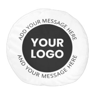 Business Logo & Editable Text  White & Black Pouf