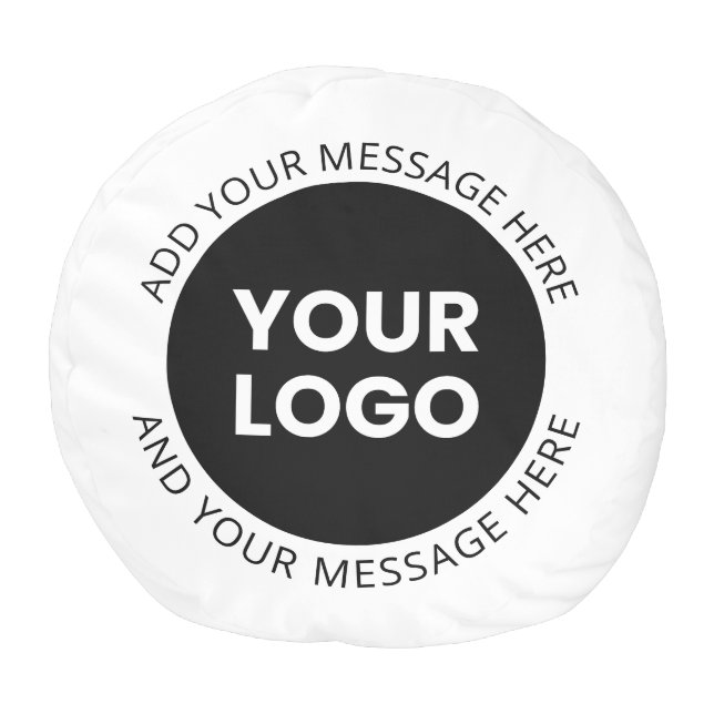 Business Logo & Editable Text  White & Black Pouf (Bottom)
