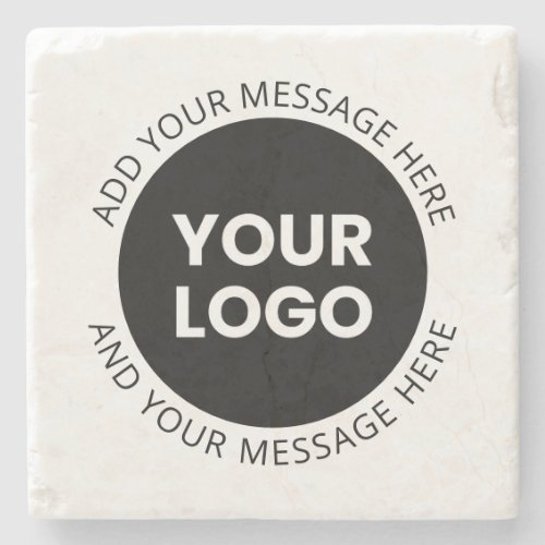Business Logo  Editable Text  White  Black Stone Coaster