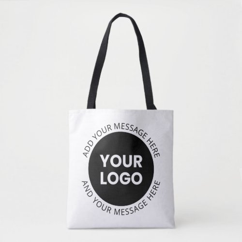 Business Logo  Editable Text  White  Black Tote Bag