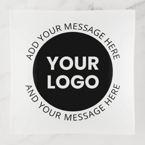 Business Logo  Editable Text  White  Black Trinket Tray