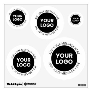 Business Logo & Editable Text  White & Black Wall Decal