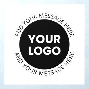 Business Logo & Editable Text  White & Black Wall Decal