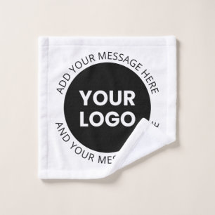 Business Logo & Editable Text White & Black Wash Cloth
