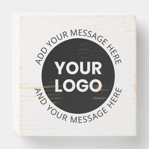 Business Logo  Editable Text  White  Black Wooden Box Sign
